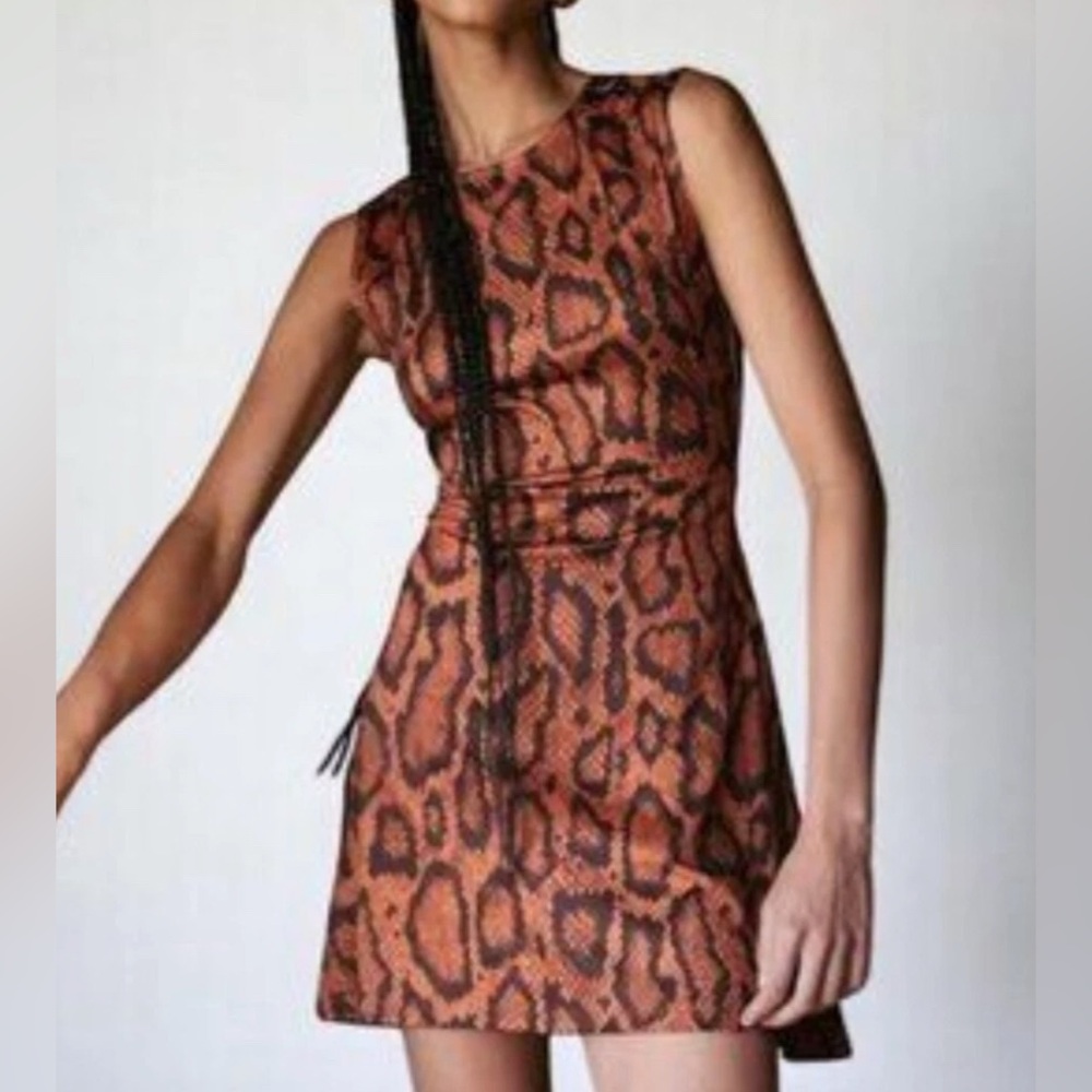 WeWoreWhat Brown Orange Snake Skin Print Mini Dress